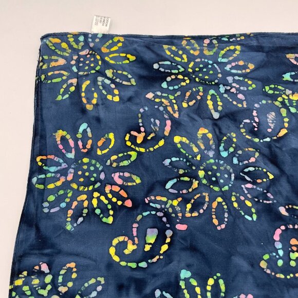 Batik Bandana Scarf Floral Paisley Blue Colorful Hippie Boho Unisex Cotton Artsy - Picture 4 of 10
